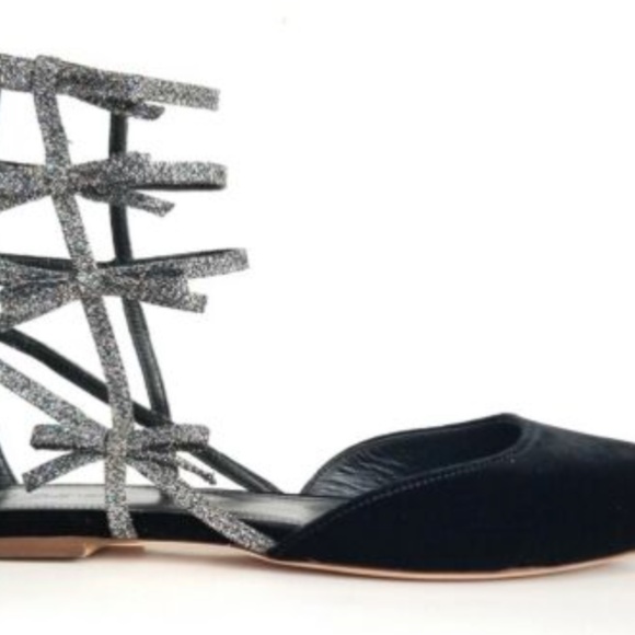 J. Crew Women's Velvet Bow Gladiator Flats - Size US 6 - Picture 2 of 8